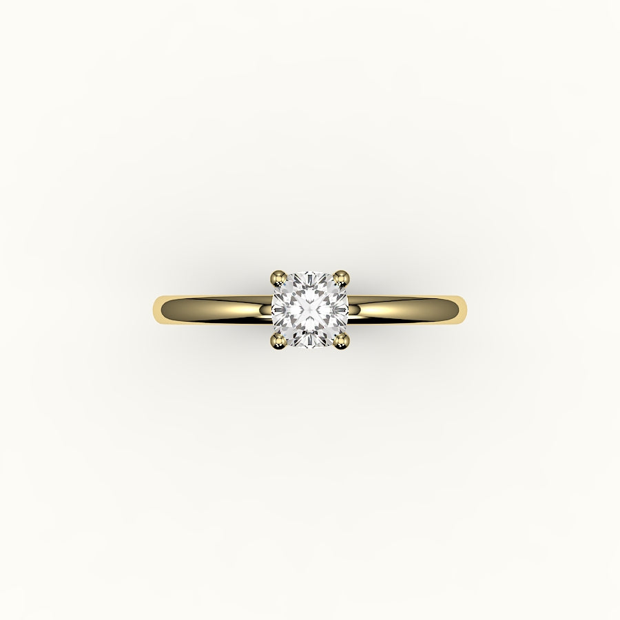 Engaste de anillo solitario de talla cojín clásica