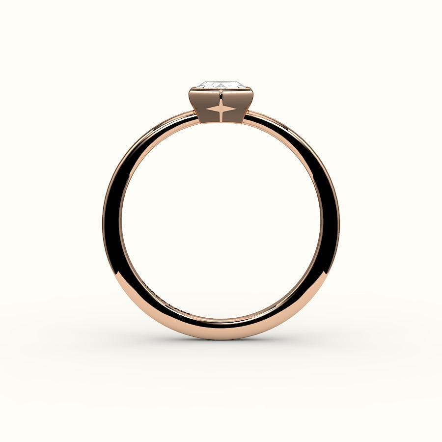 Engaste clásico de anillo con bisel de corte hexagonal