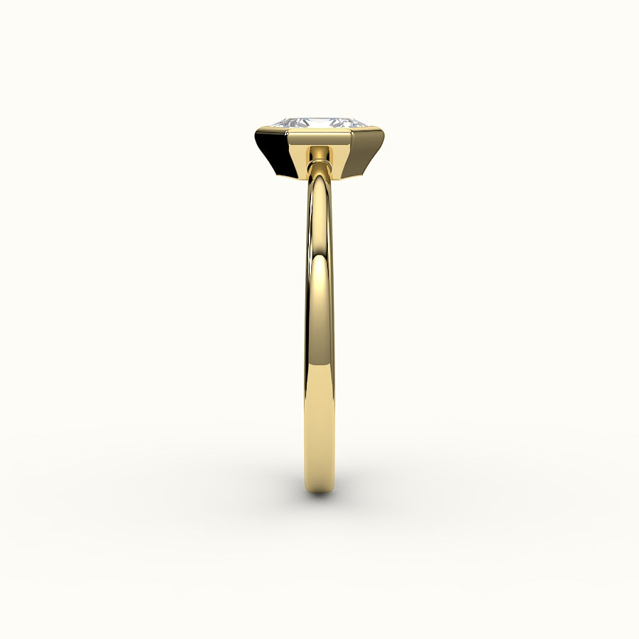 Engaste clásico de anillo con bisel de corte hexagonal
