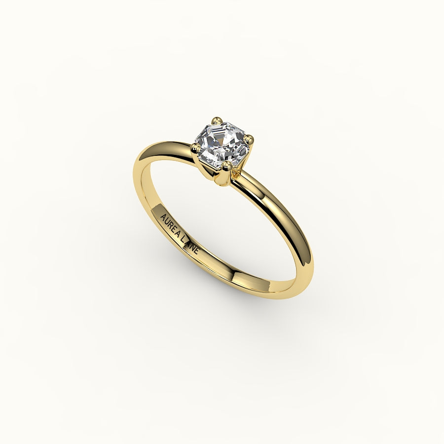 Engaste clásico de anillo solitario de corte octogonal