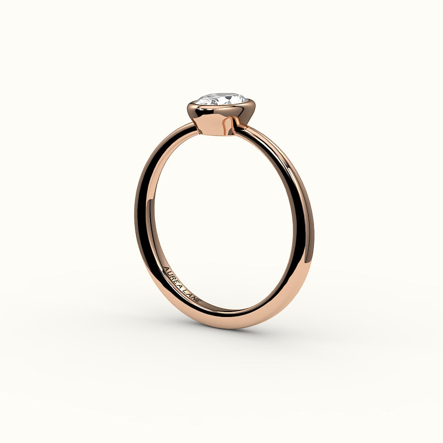Engaste clásico de anillo con bisel ovalado