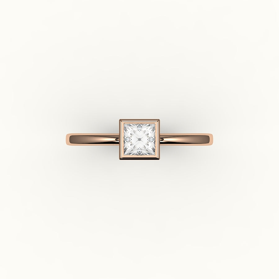 Engaste de anillo con bisel de corte princesa