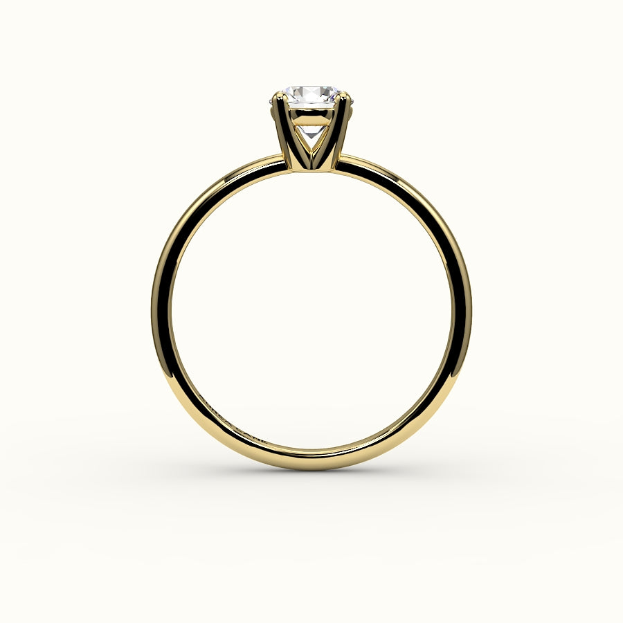 Engaste de anillo solitario de corte redondo clásico