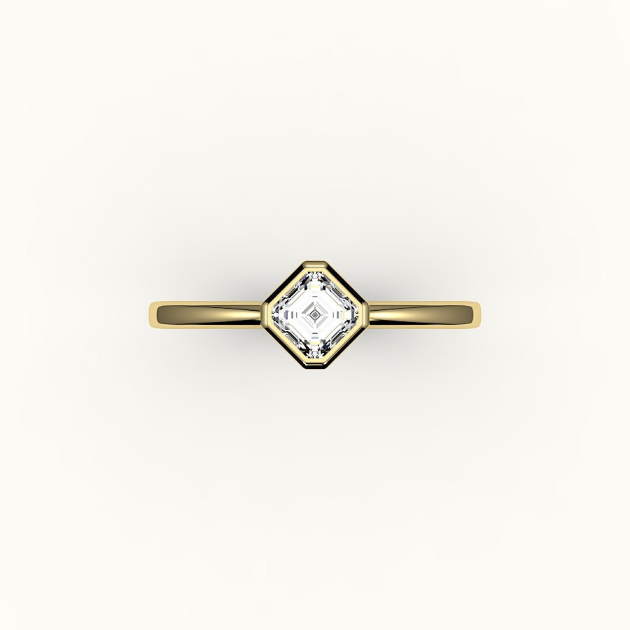Juego de brújula con bisel de corte Asscher y engaste de anillo