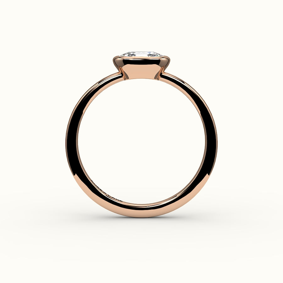 Engaste de anillo con bisel alargado de cojín de este a oeste