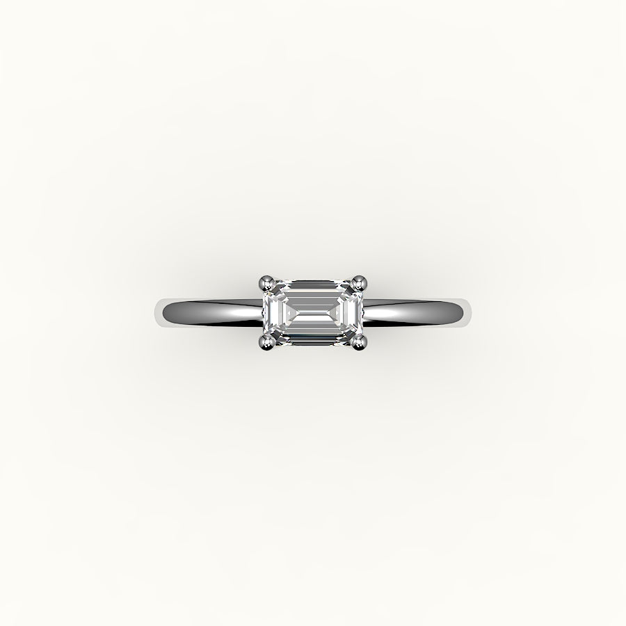 Engaste de anillo solitario de corte esmeralda este-oeste