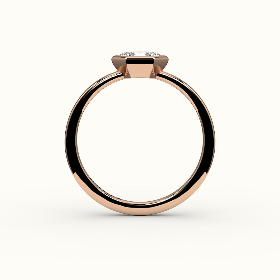 Engaste de anillo con bisel de corte hexagonal este-oeste