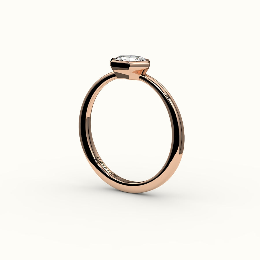 Engaste de anillo con bisel de corte hexagonal este-oeste