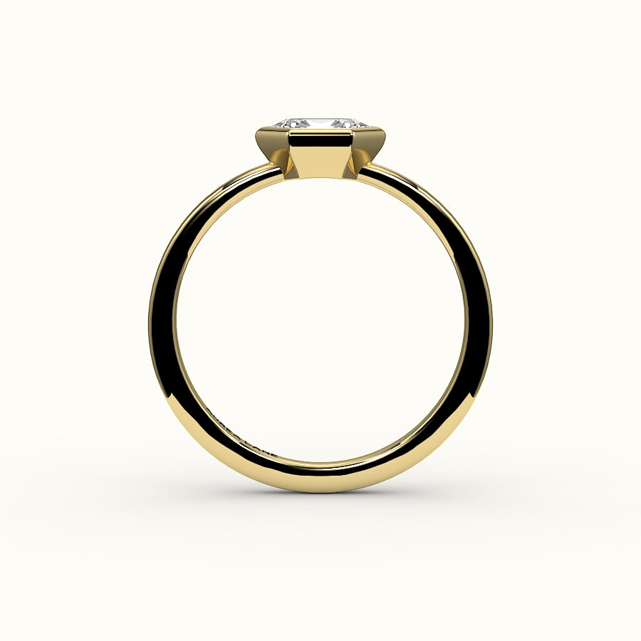 Engaste de anillo con bisel de corte hexagonal este-oeste