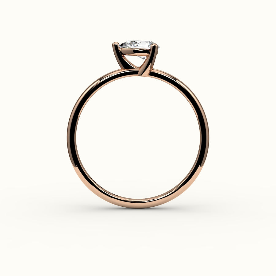 Engaste de anillo solitario de corte pera este-oeste
