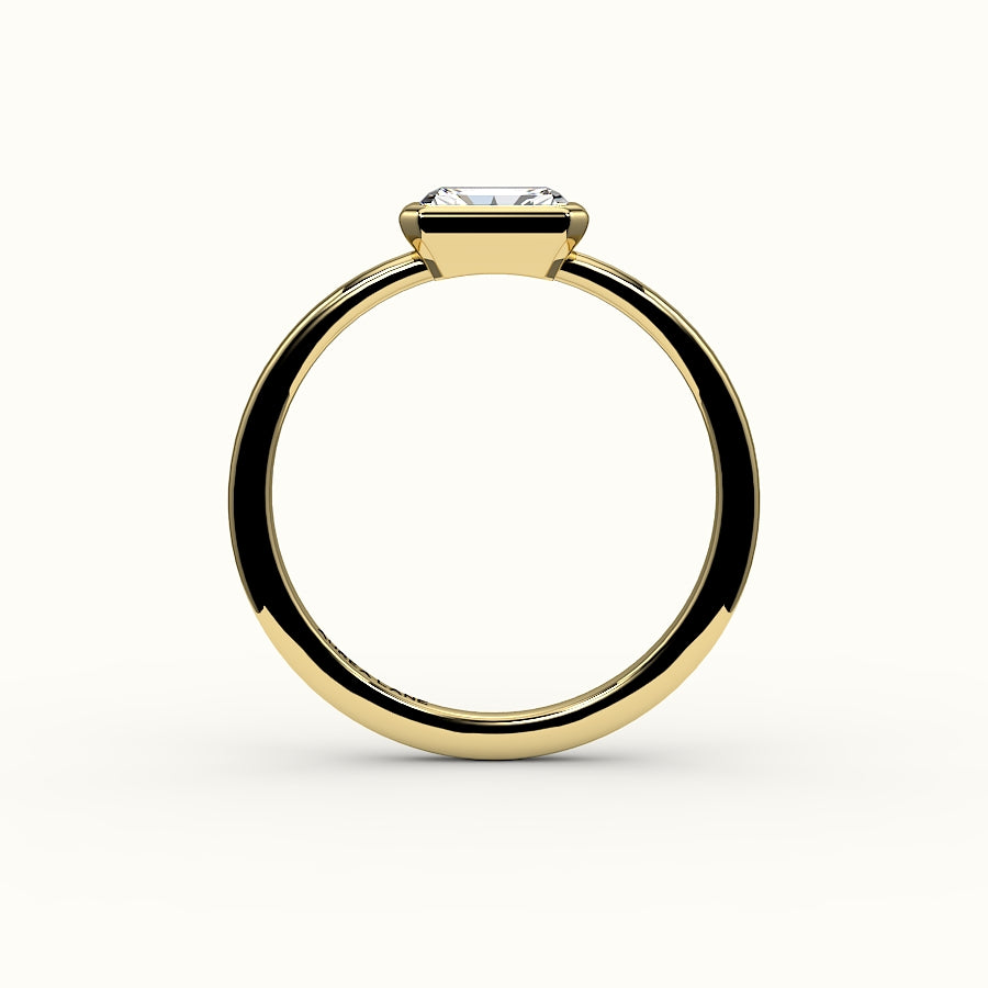 Engaste de anillo con corte radiante de este a oeste