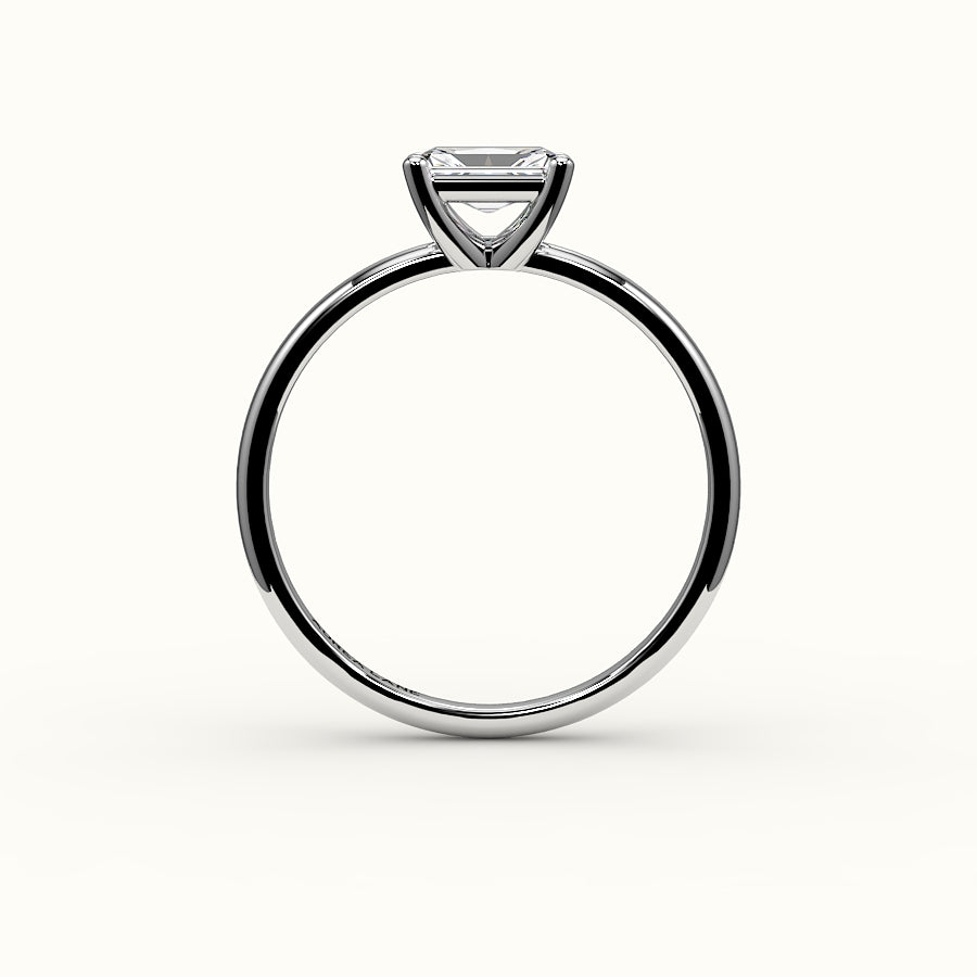 Engaste de anillo solitario de corte radiante este-oeste