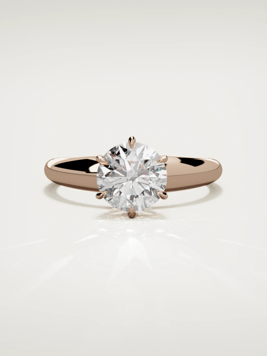 The Aire round lab-grown diamond solitaire in 14K rose gold, front view