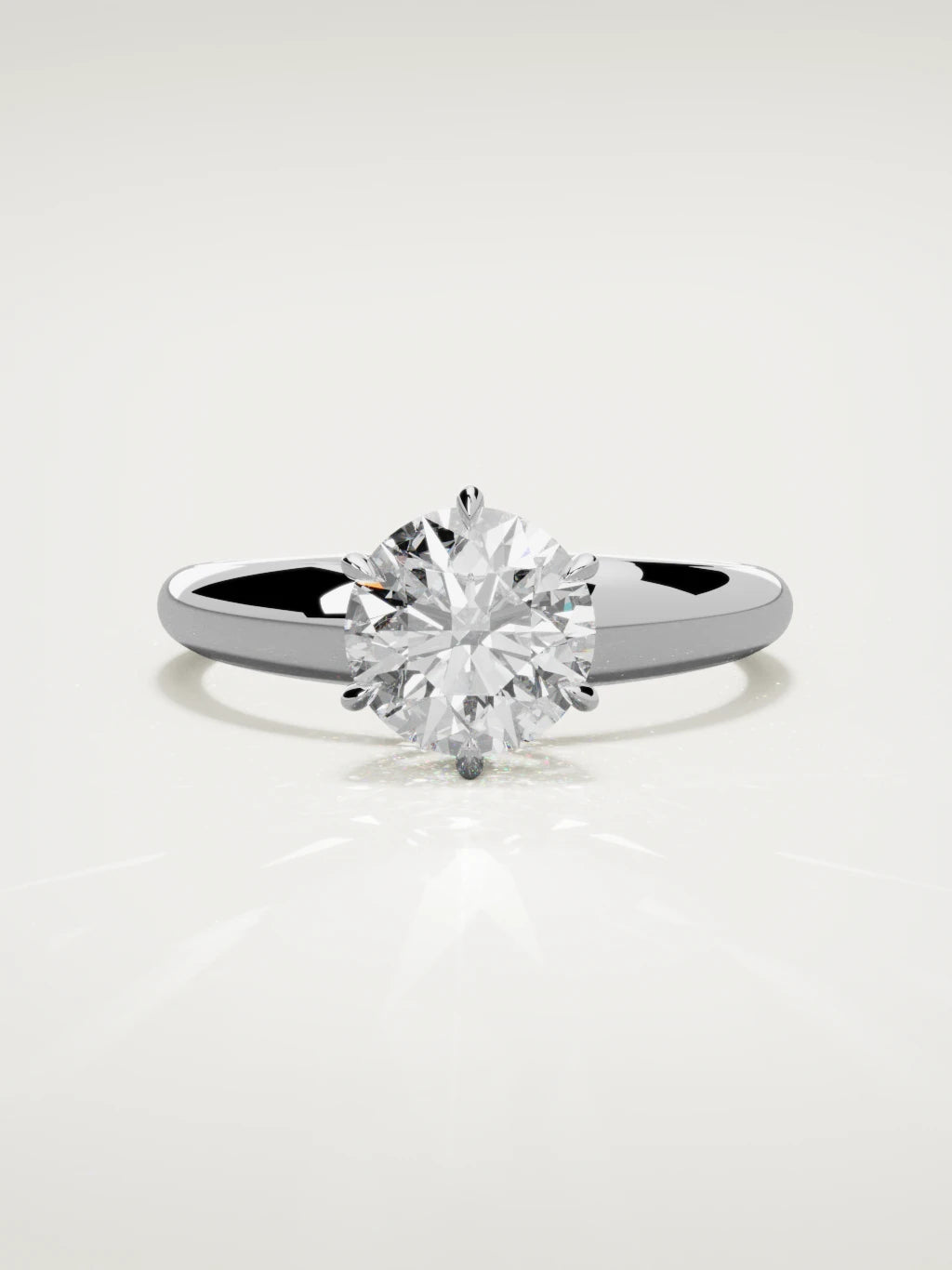 The Aire round lab-grown diamond solitaire in 14K white gold, front view