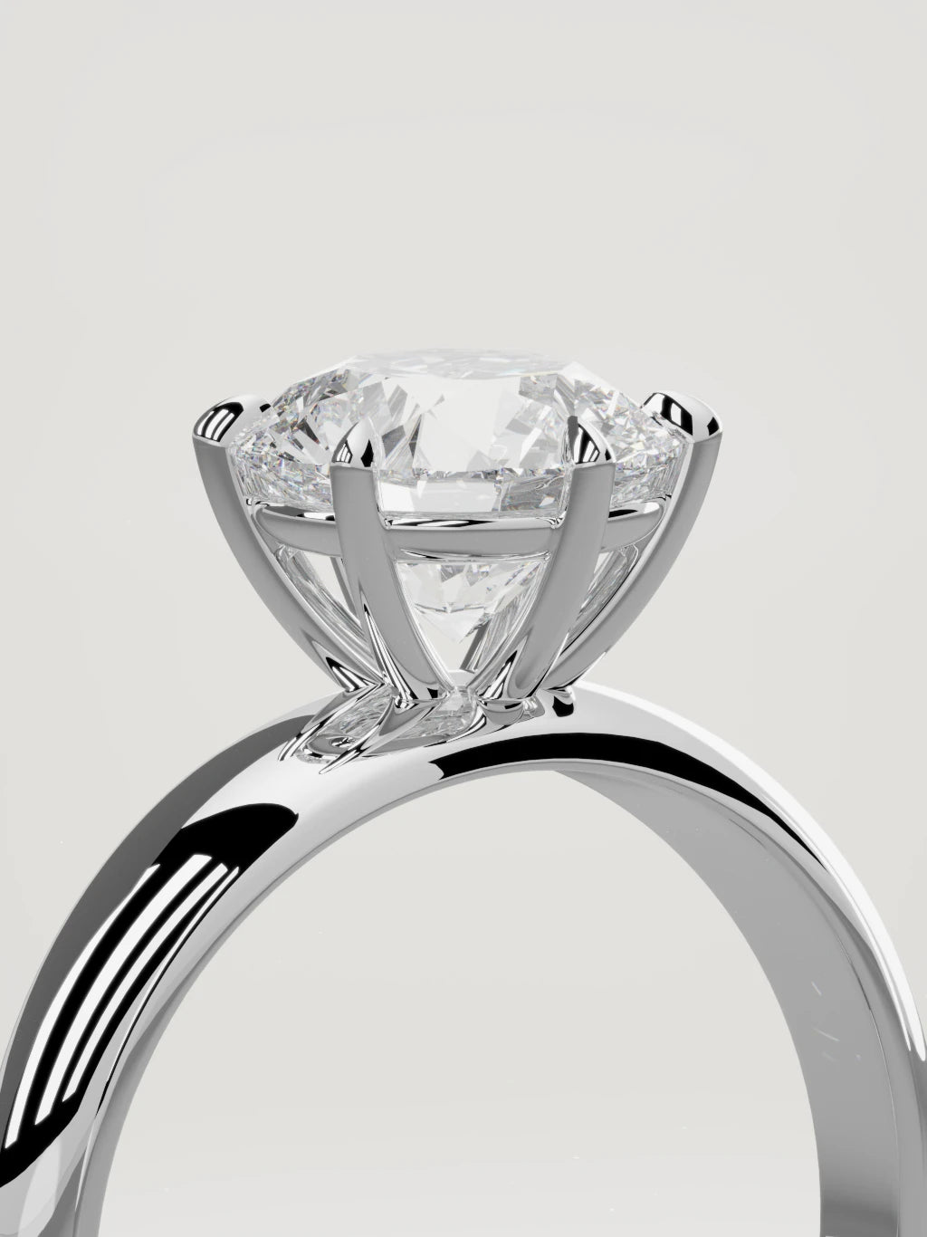 The Aire round lab-grown diamond solitaire in 14K white gold, standing three-quarter view
