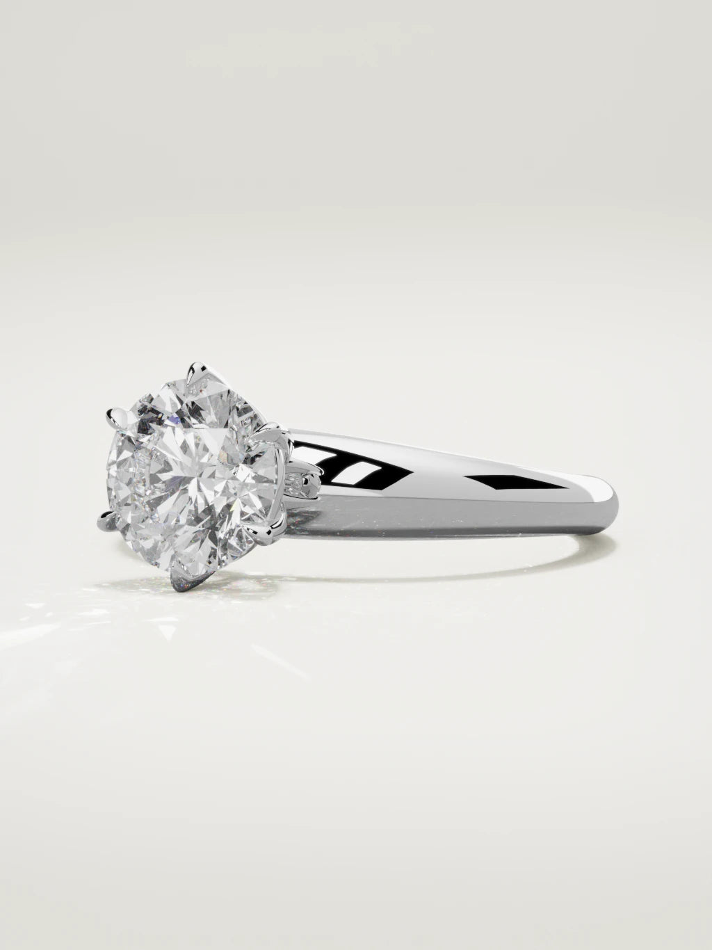 The Aire round lab-grown diamond solitaire in 14K white gold, three-quarter view