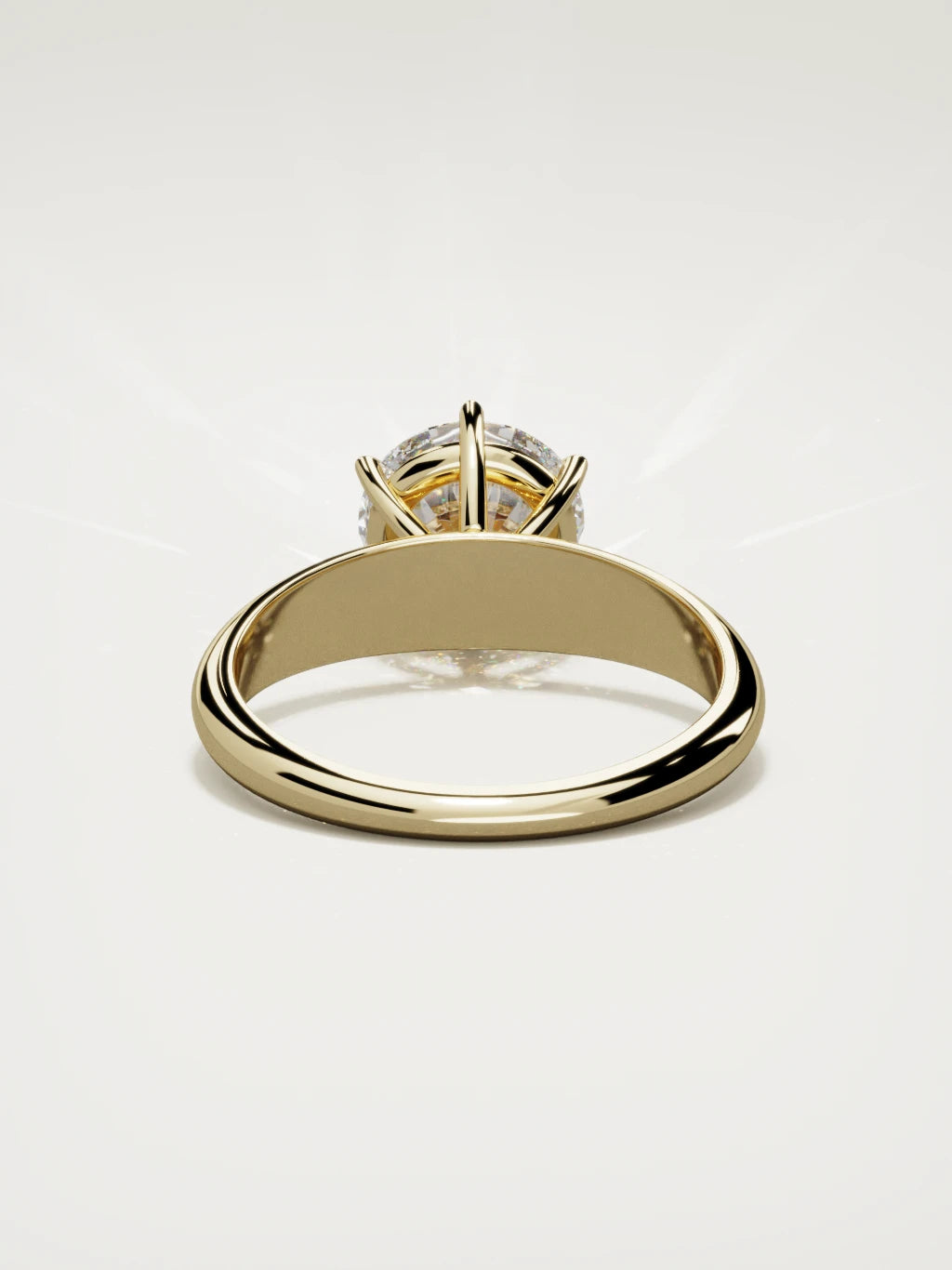 The Aire round lab-grown diamond solitaire in 14K yellow gold, back view