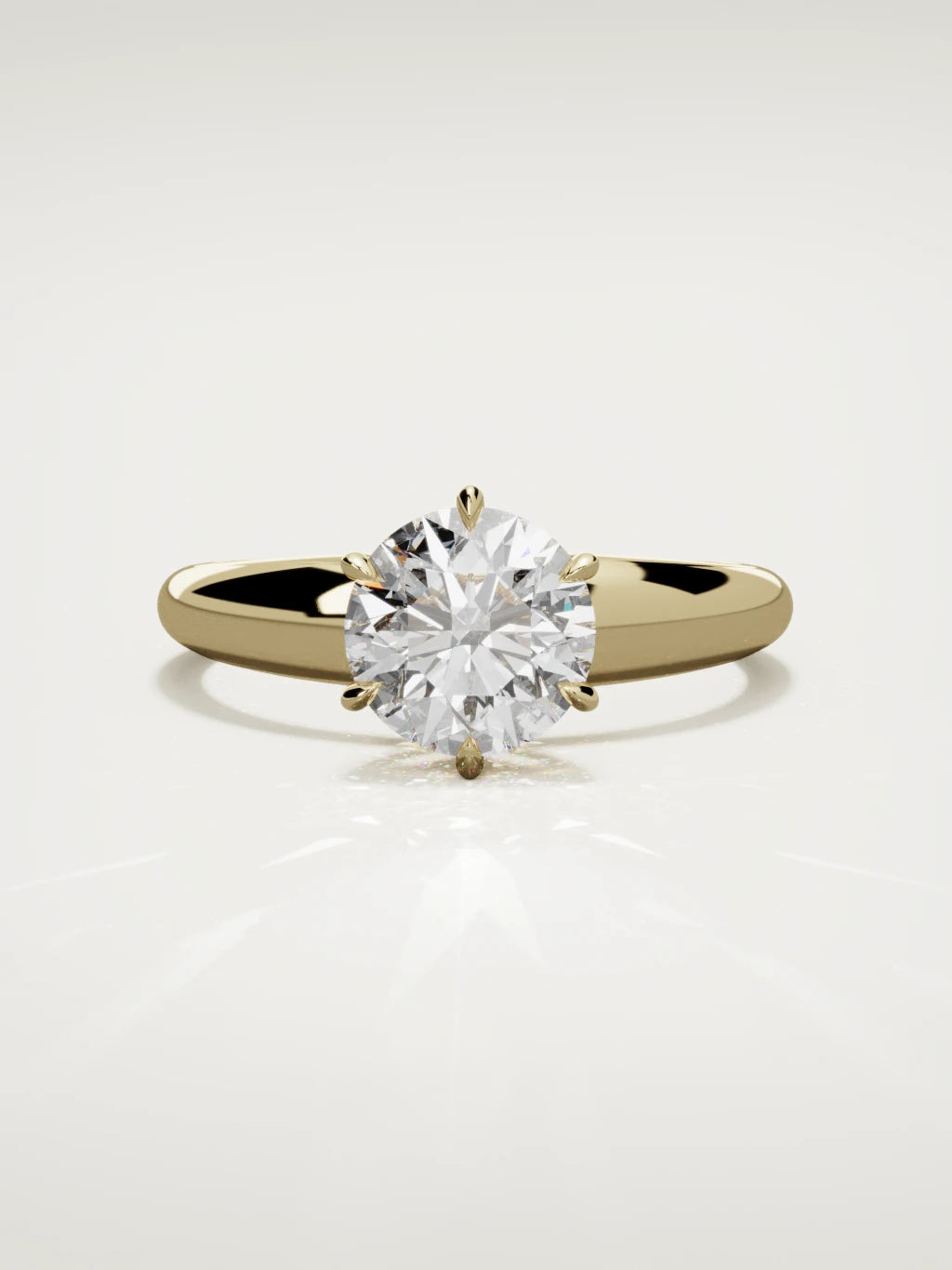 The Aire round lab-grown diamond solitaire in 14K yellow gold, front view