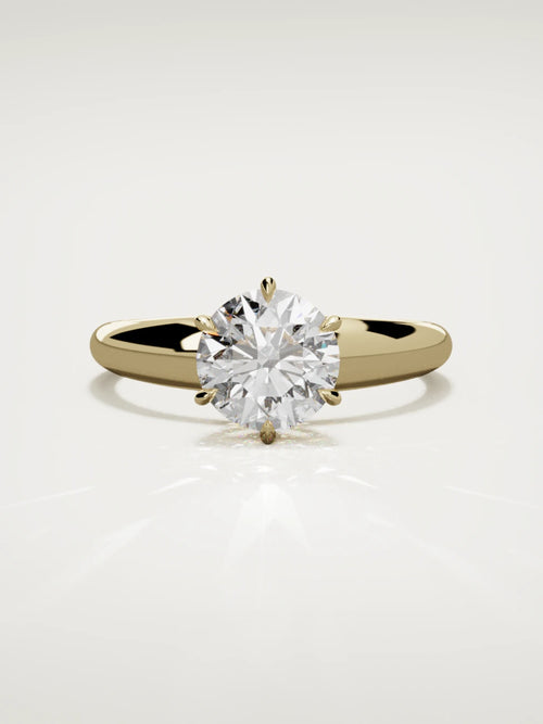 The Aire round lab-grown diamond solitaire in 14K yellow gold, front view