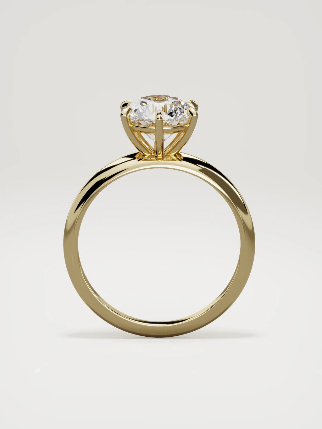 The Aire round lab-grown diamond solitaire in 14K yellow gold, standing front view