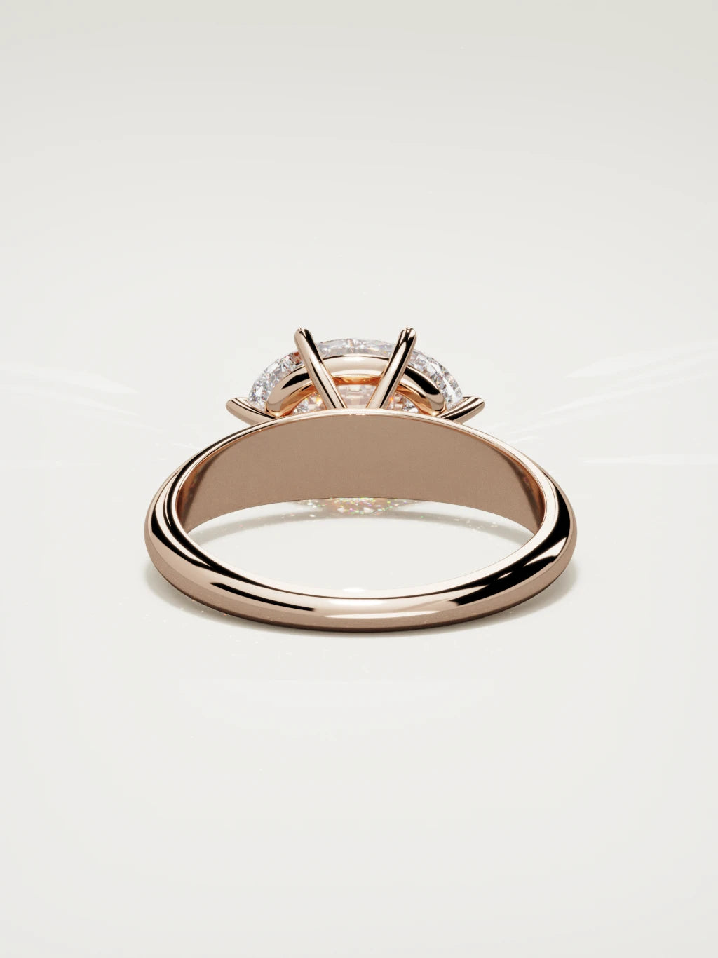 The Aire east-west oval lab-grown diamond solitaire in 14K rose gold, back view