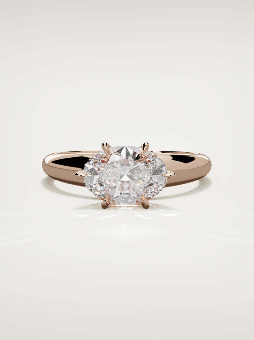 The Aire east-west oval lab-grown diamond solitaire in 14K rose gold, front view