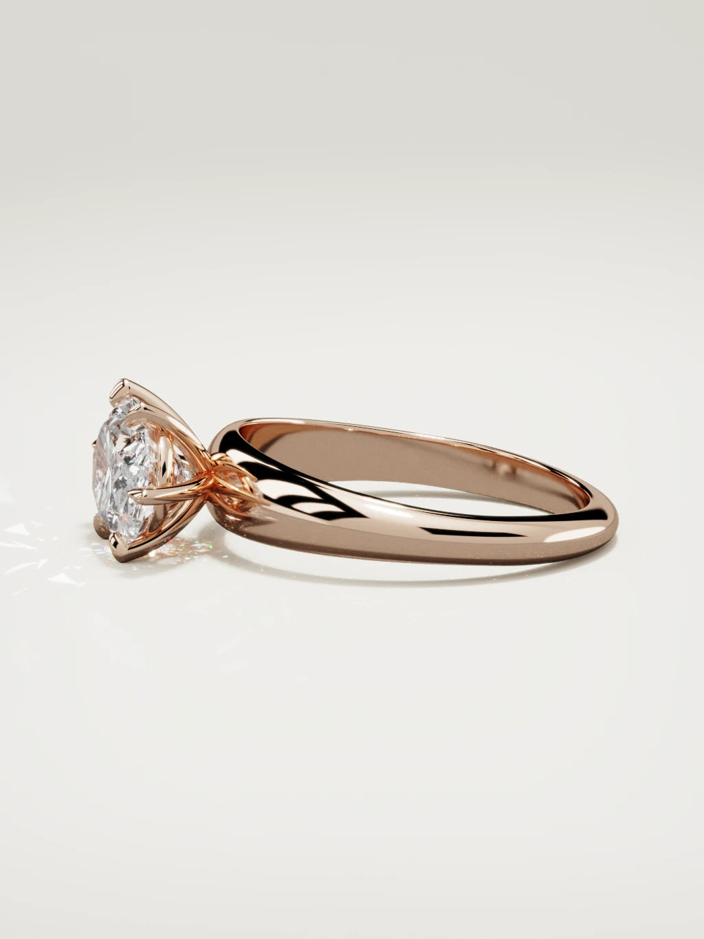 The Aire east-west oval lab-grown diamond solitaire in 14K rose gold, side view