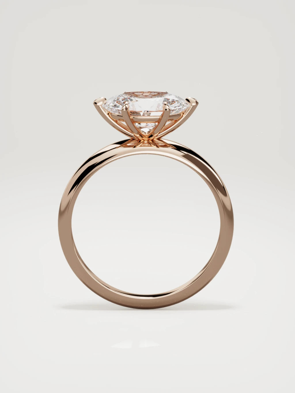 The Aire east-west oval lab-grown diamond solitaire in 14K rose gold, standing front view