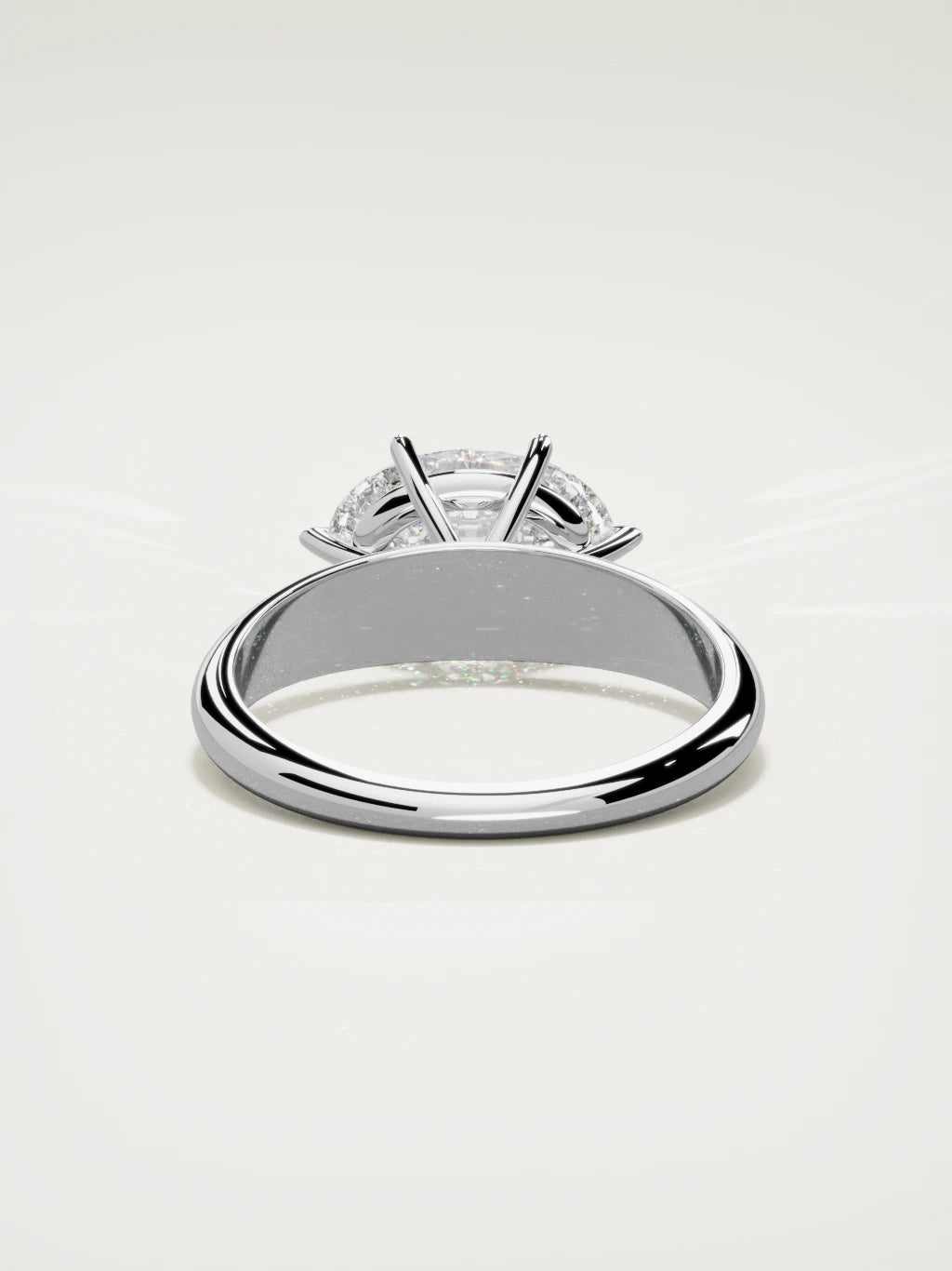 The Aire east-west oval lab-grown diamond solitaire in 14K white gold, back view