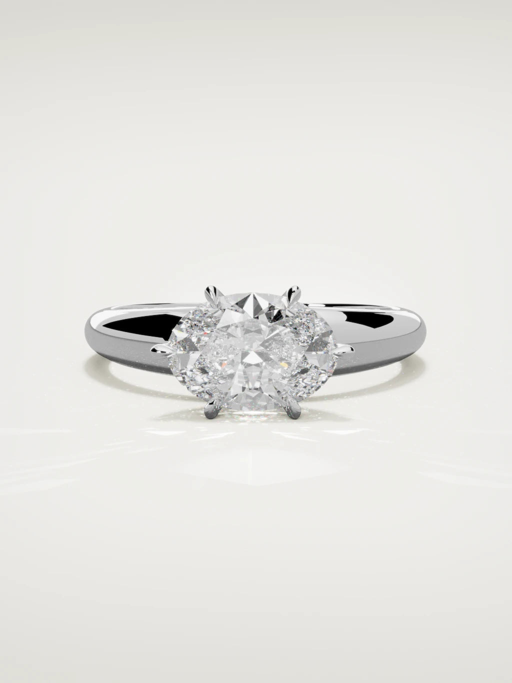 The Aire east-west oval lab-grown diamond solitaire in 14K white gold, front view
