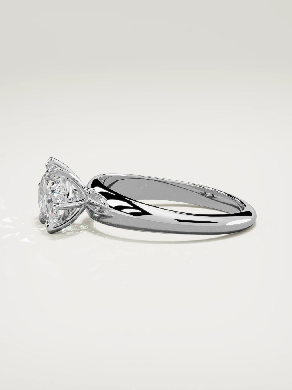 The Aire east-west oval lab-grown diamond solitaire in 14K white gold, side view