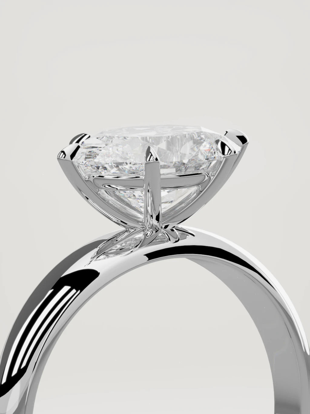 The Aire east-west oval lab-grown diamond solitaire in 14K white gold, standing three-quarter view