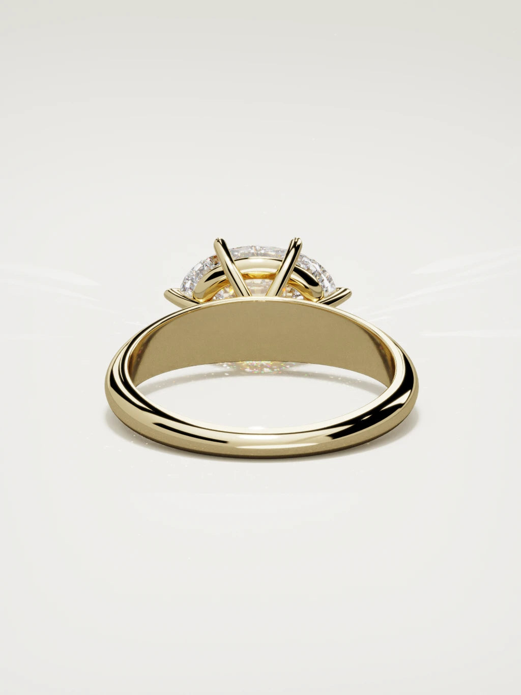 The Aire east-west oval lab-grown diamond solitaire in 14K yellow gold, back view
