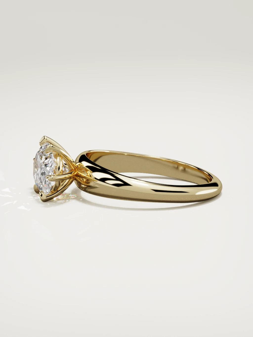 The Aire east-west oval lab-grown diamond solitaire in 14K yellow gold, side view
