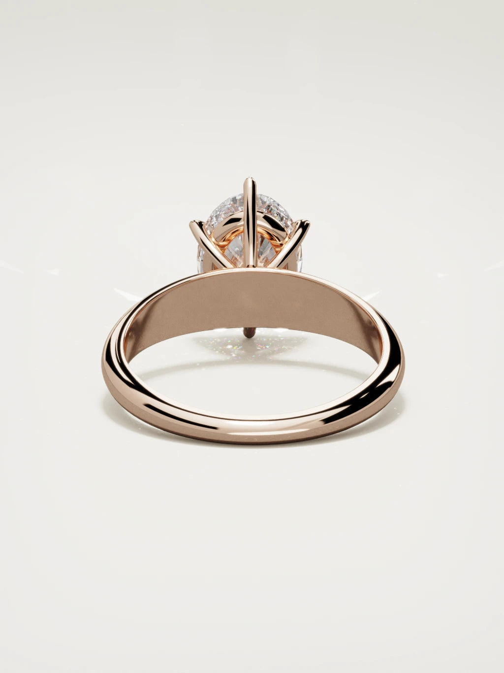 The Aire oval lab-grown diamond solitaire in 14K rose gold, back view
