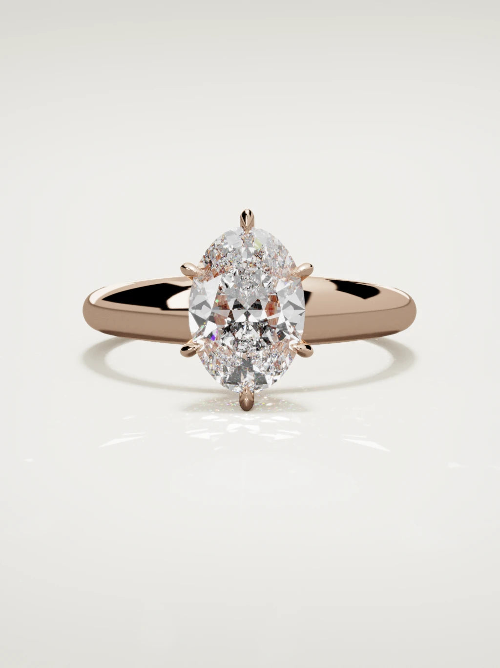 The Aire oval lab-grown diamond solitaire in 14K rose gold, front view