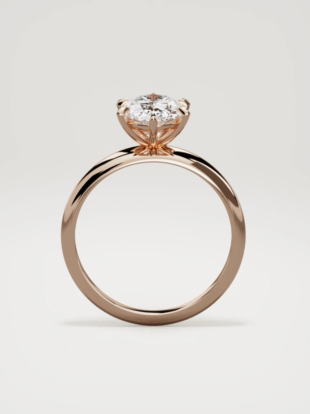 The Aire oval lab-grown diamond solitaire in 14K rose gold, standing front view