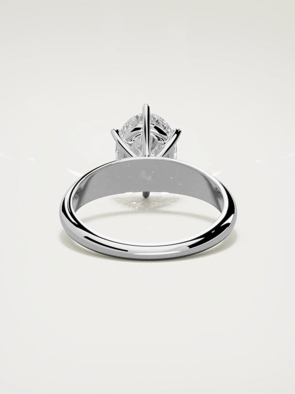 The Aire oval lab-grown diamond solitaire in 14K white gold, back view
