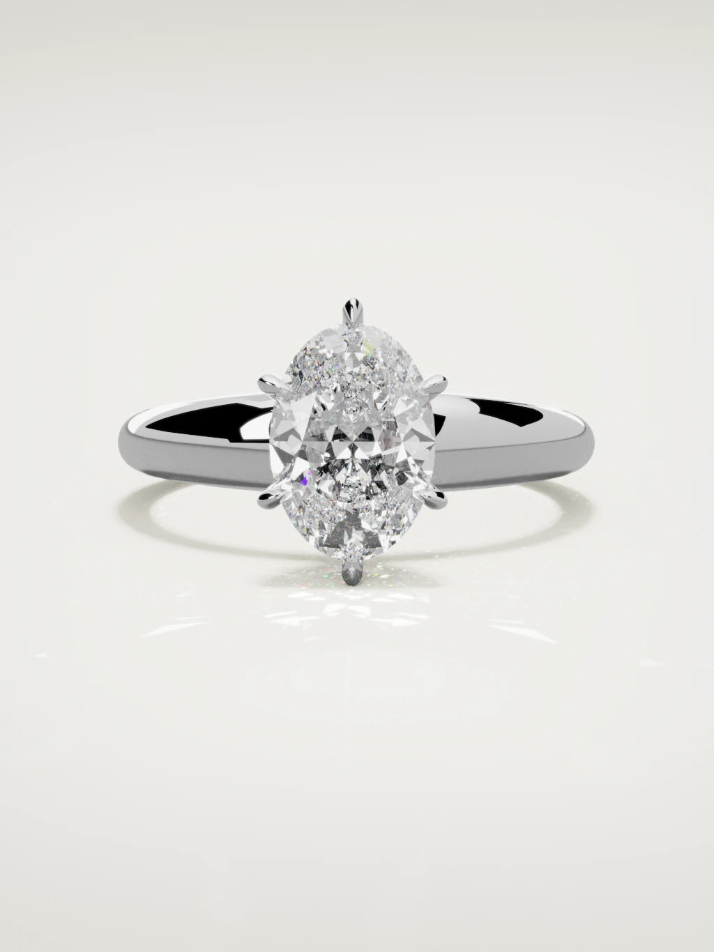 The Aire oval lab-grown diamond solitaire in 14K white gold, front view