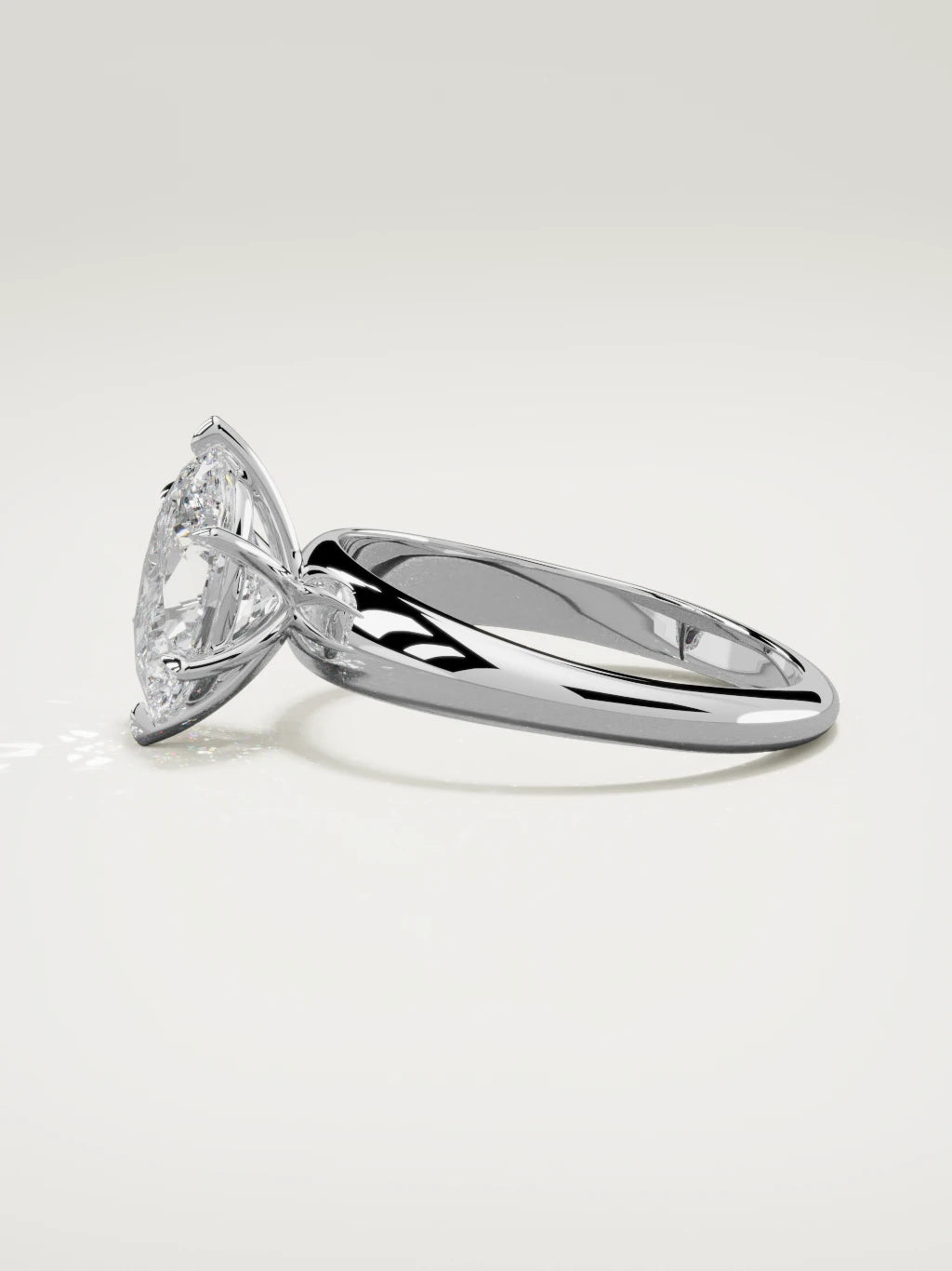 The Aire oval lab-grown diamond solitaire in 14K white gold, side view
