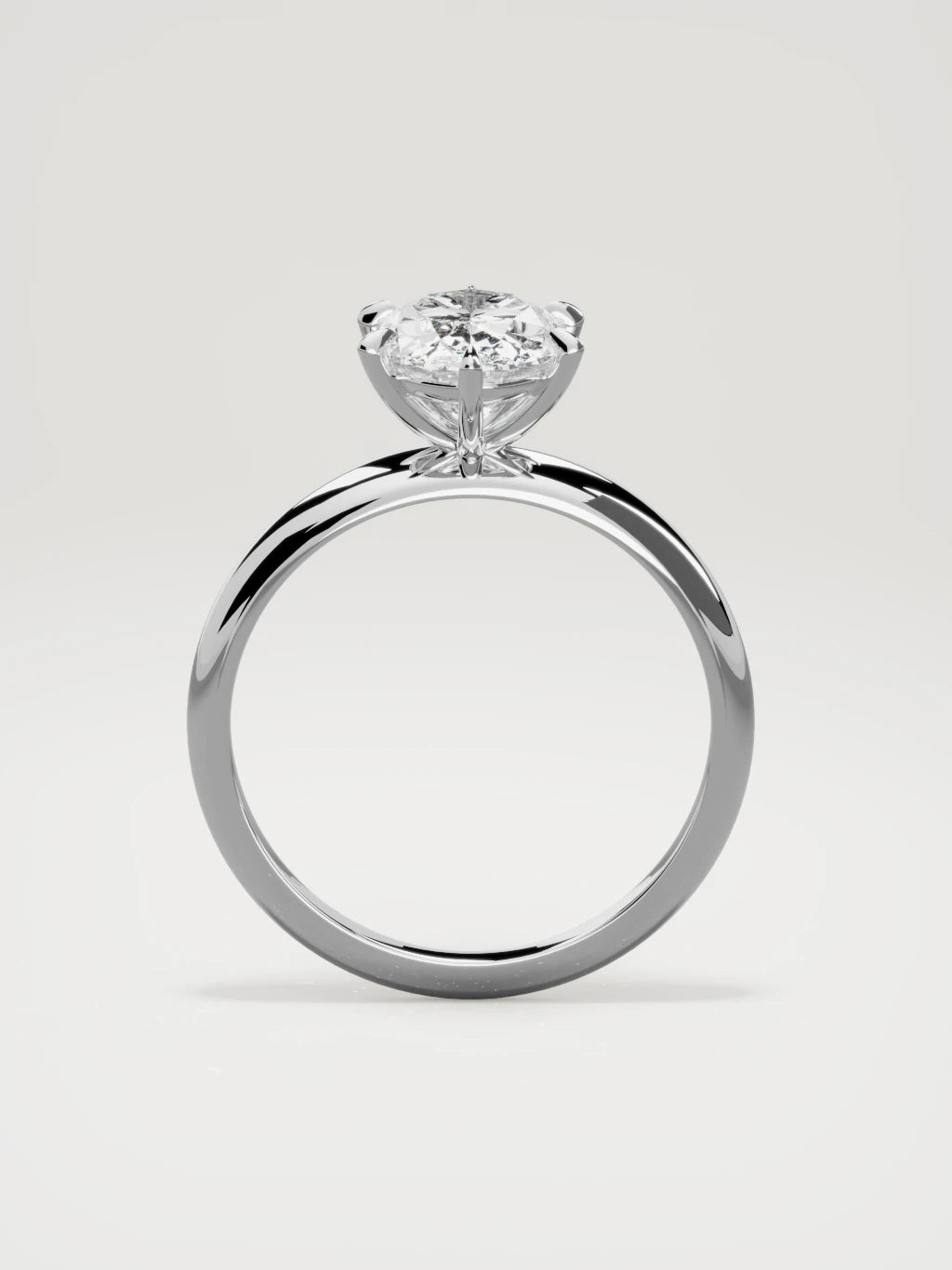 The Aire oval lab-grown diamond solitaire in 14K white gold, standing front view