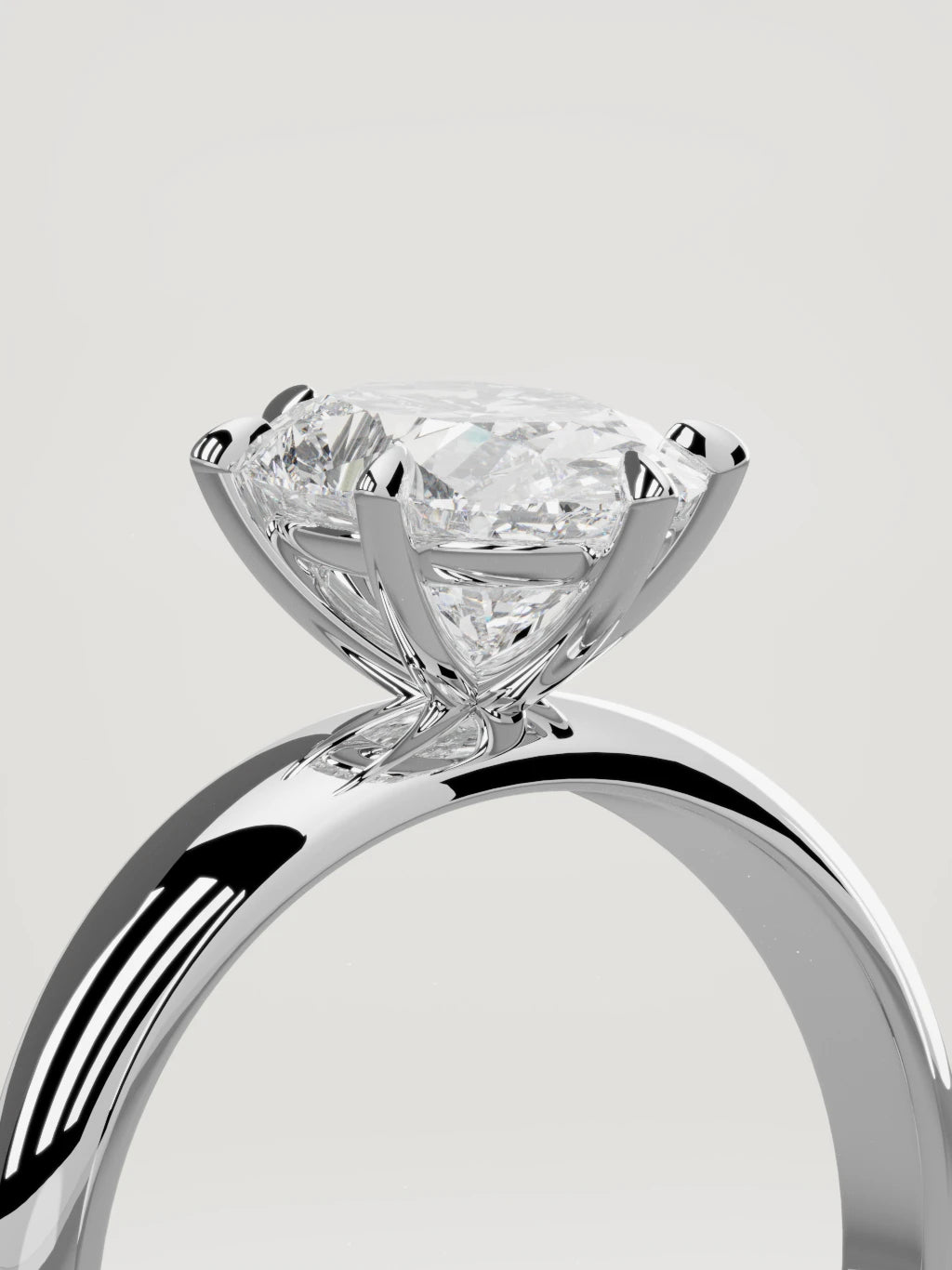 The Aire oval lab-grown diamond solitaire in 14K white gold, standing three-quarter view