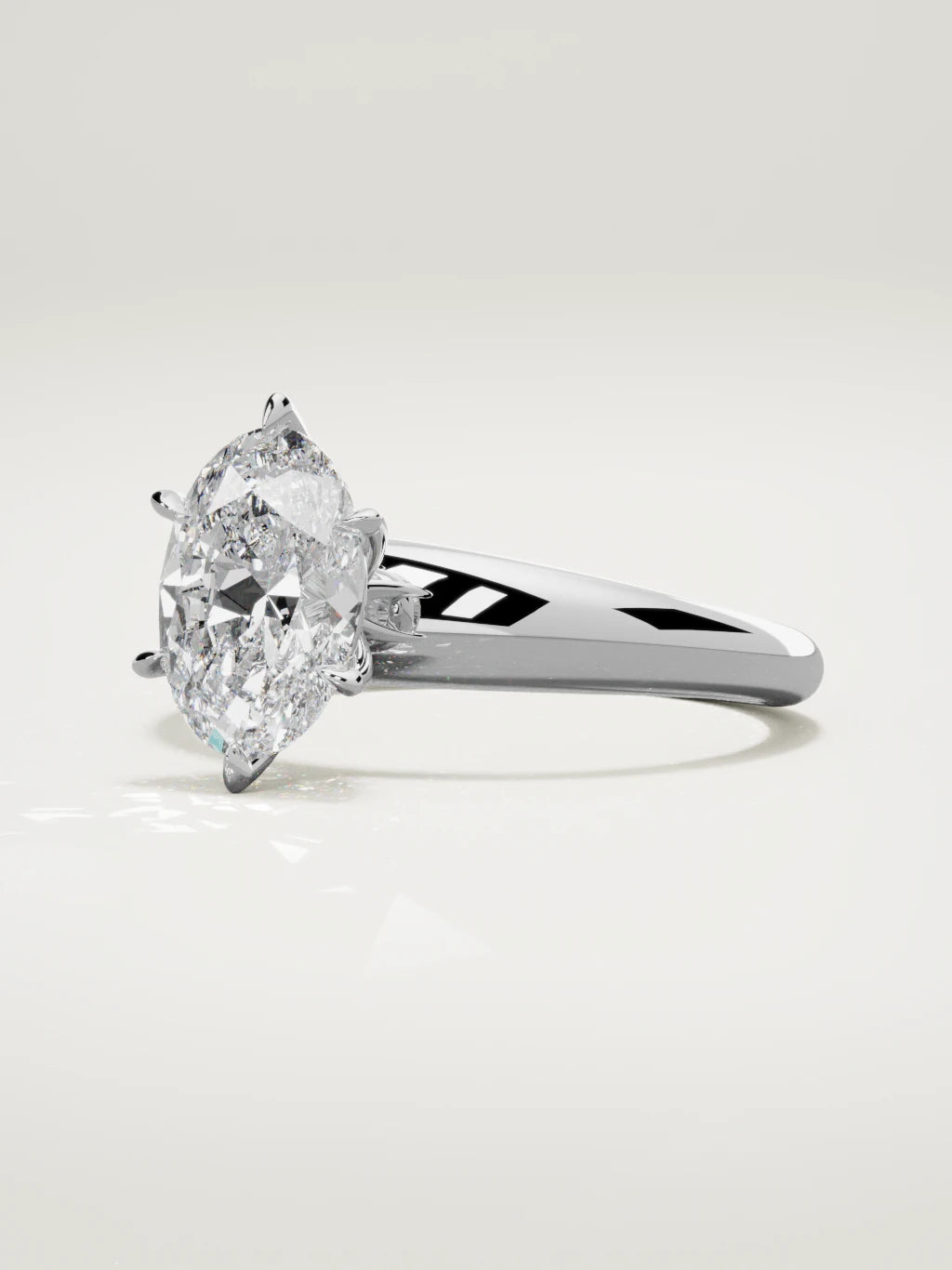 The Aire oval lab-grown diamond solitaire in 14K white gold, three-quarter view