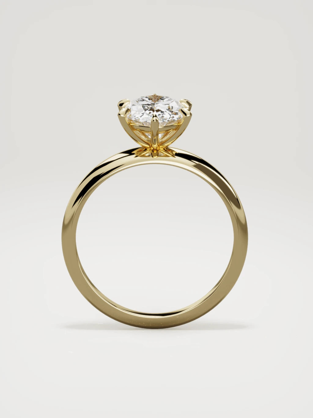 The Aire oval lab-grown diamond solitaire in 14K yellow gold, standing front view