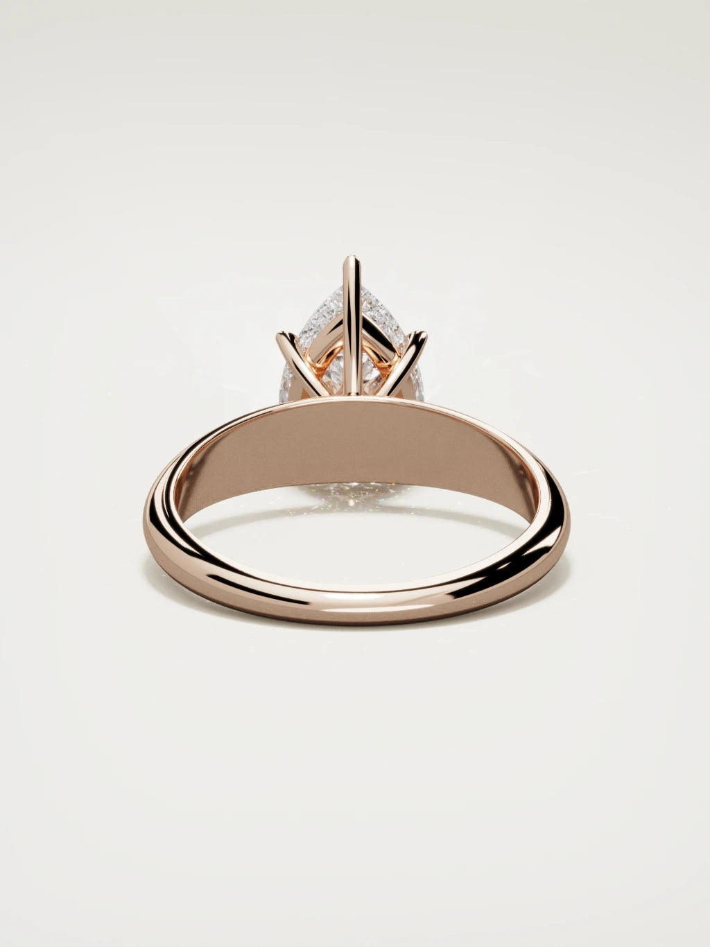 The Aire pear-shaped lab-grown diamond solitaire in 14K rose gold, back view