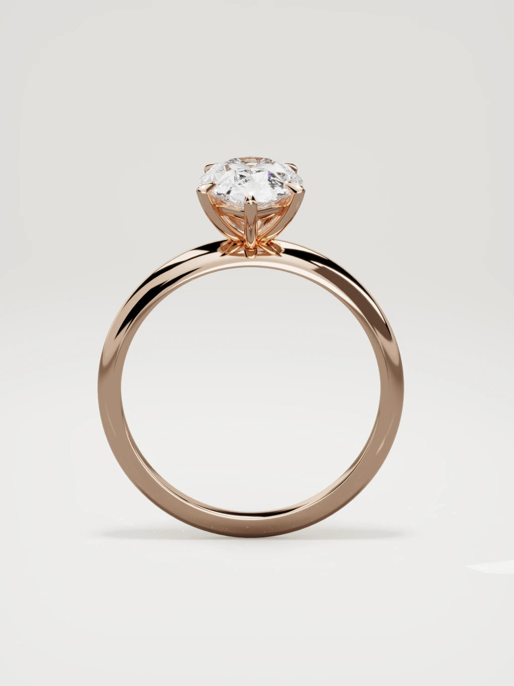 The Aire pear-shaped lab-grown diamond solitaire in 14K rose gold, standing front view