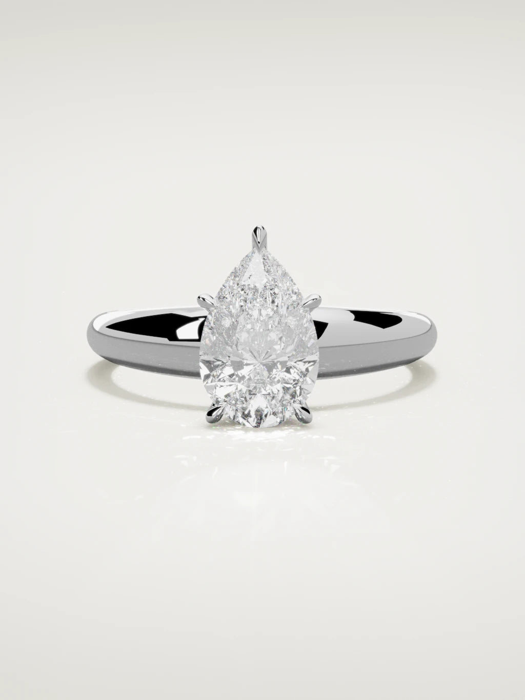 The Aire pear-shaped lab-grown diamond solitaire in 14K white gold, front view