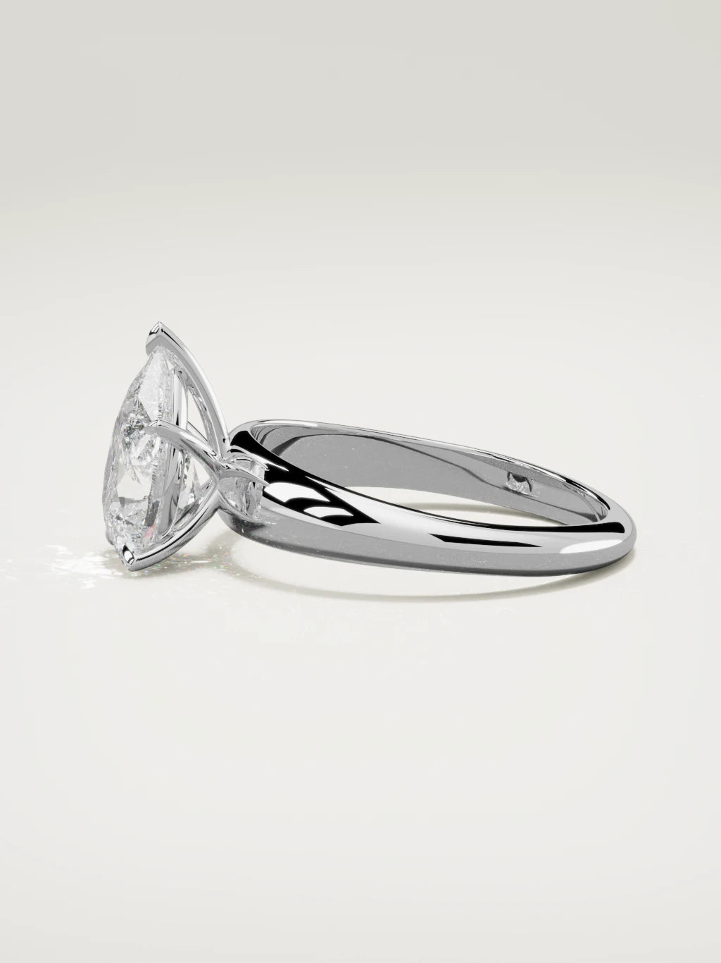The Aire pear-shaped lab-grown diamond solitaire in 14K white gold, side view