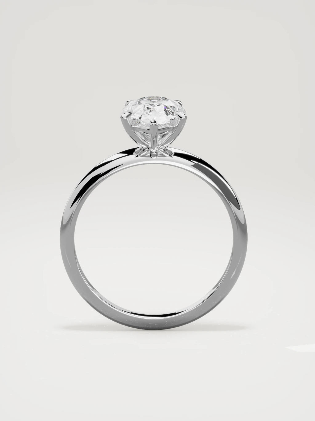 The Aire pear-shaped lab-grown diamond solitaire in 14K white gold, standing front view