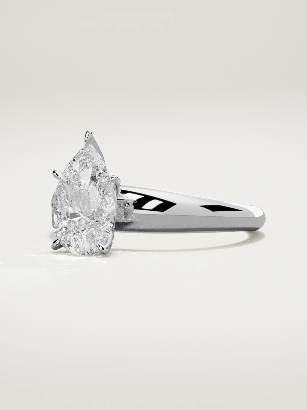 The Aire pear-shaped lab-grown diamond solitaire in 14K white gold, three-quarter view